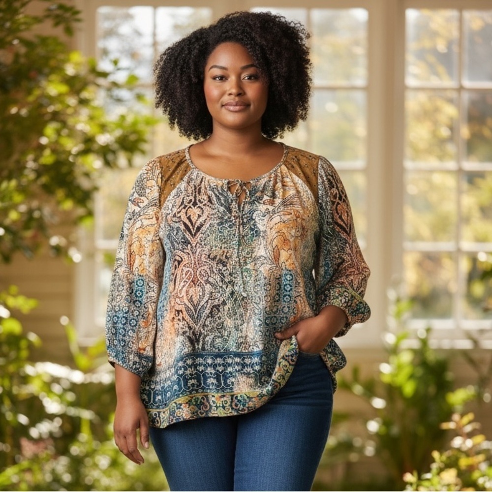Avenue Multicolor Paisley Blouse